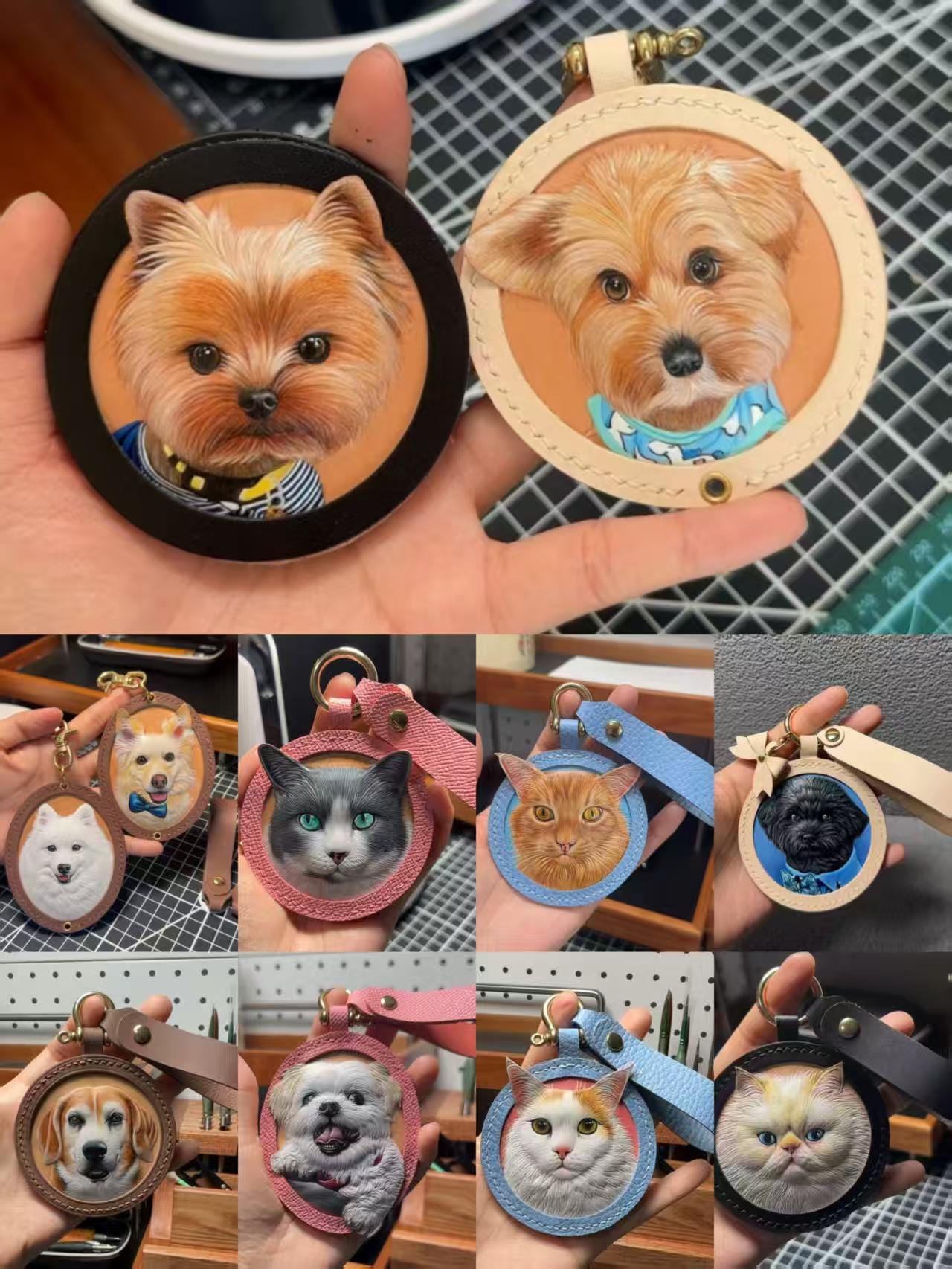 A Loving Pet Memorial Keepsake: Custom Leather Portrait Charms