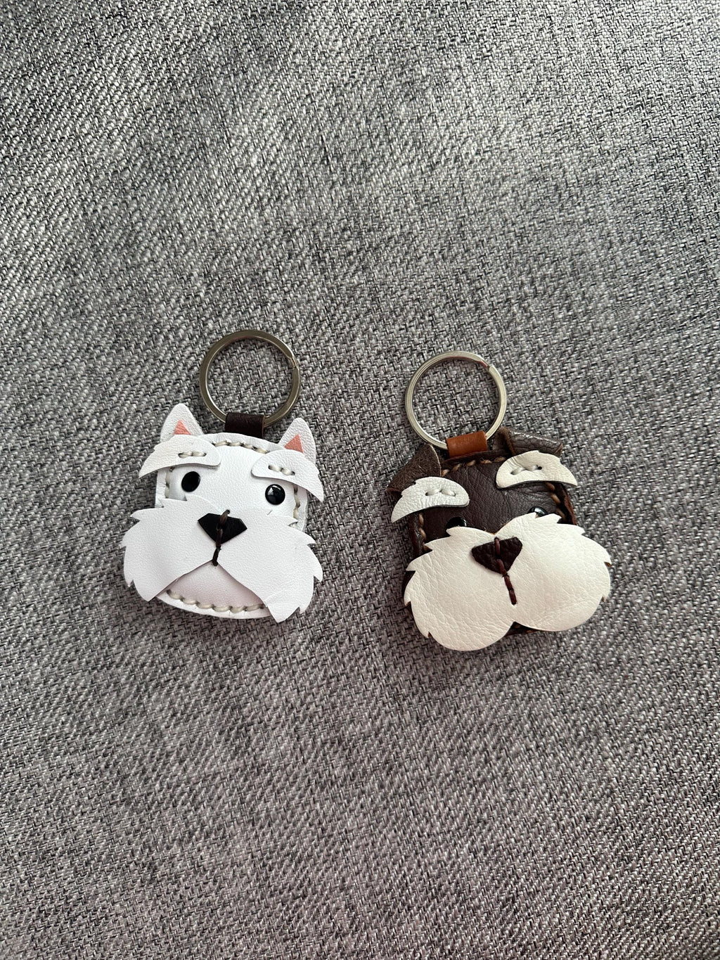 Leather Schnauzer Keychain, Handmade Keychain, Dog Key Chain, Dog Lover