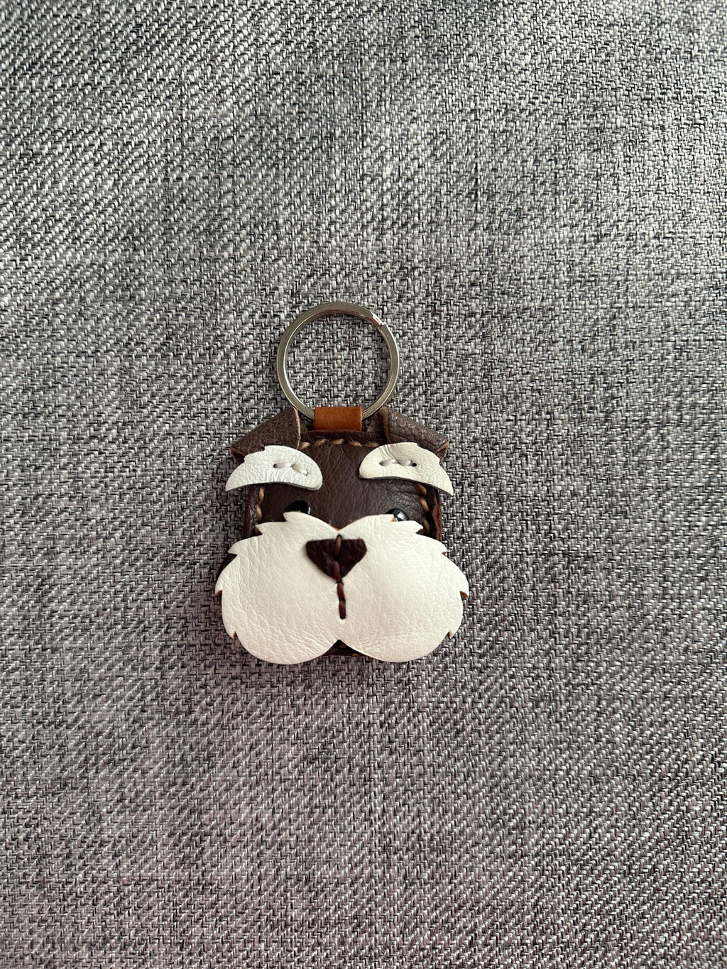 Leather Schnauzer Keychain, Handmade Keychain, Dog Key Chain, Dog Lover