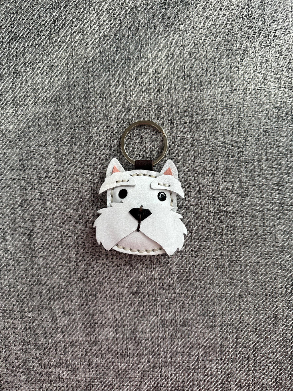 Leather Schnauzer Keychain, Handmade Keychain, Dog Key Chain, Dog Lover