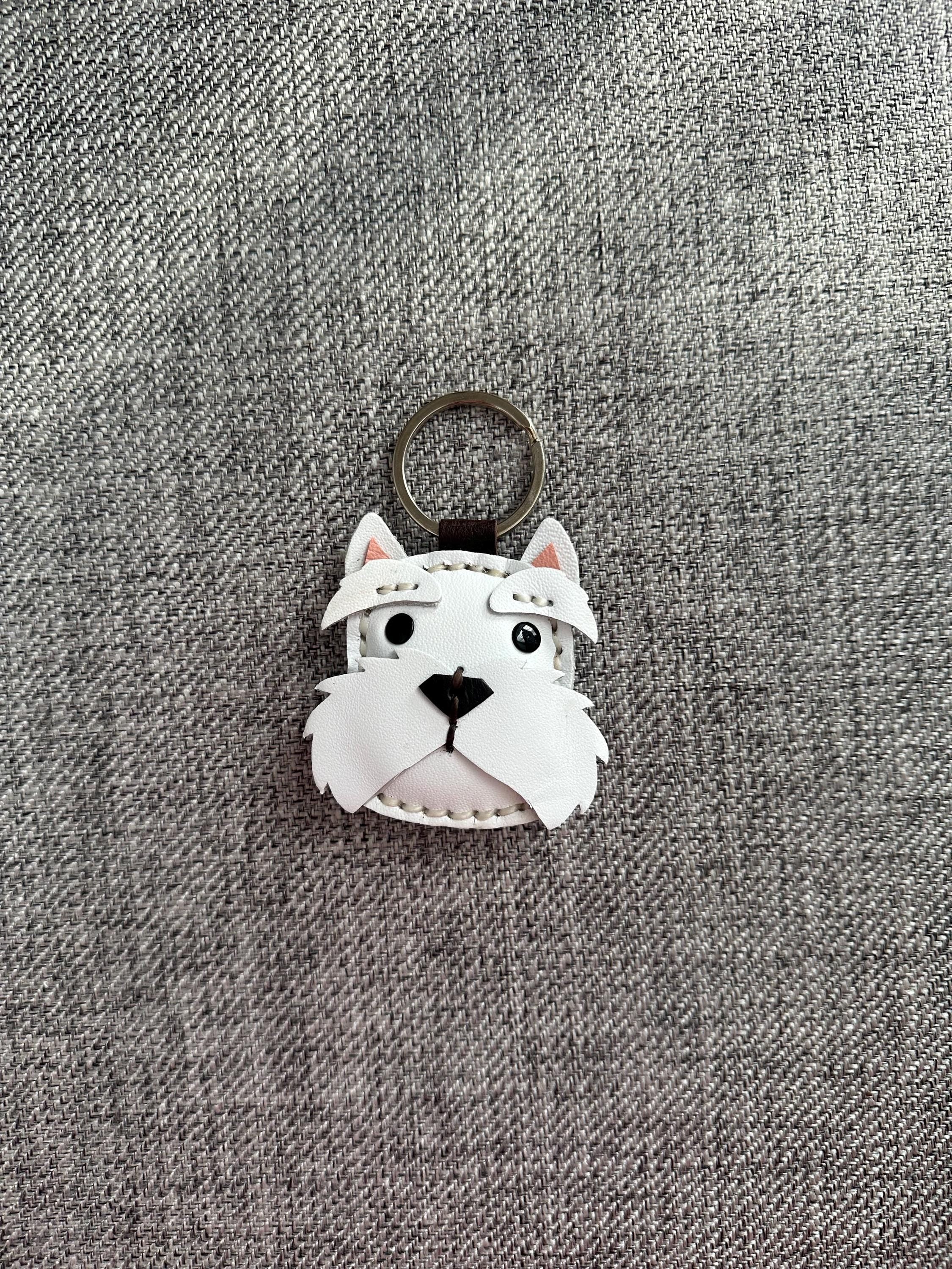 Leather Schnauzer Keychain, Handmade Keychain, Dog Key Chain, Dog Lover