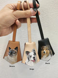 Hand-painted Leather Pet Portrait Bag Charm: Custom Dog/cat Memorial, Mother's Day Gift For Mom