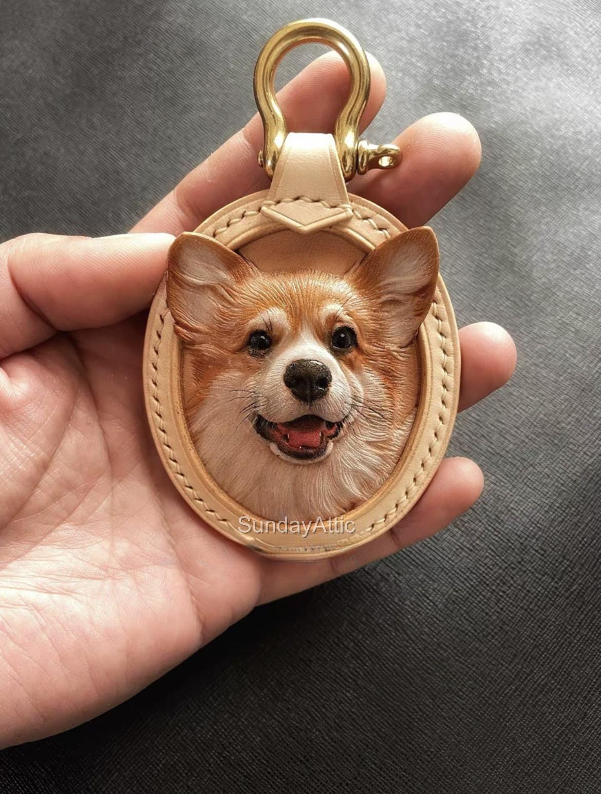 Custom Leather Pet Portrait Tag Hand Carved Dog Or Cat Face Keychain Charm Personalized 3d Leather Charm Pet Memorial Gift 4 Sizes