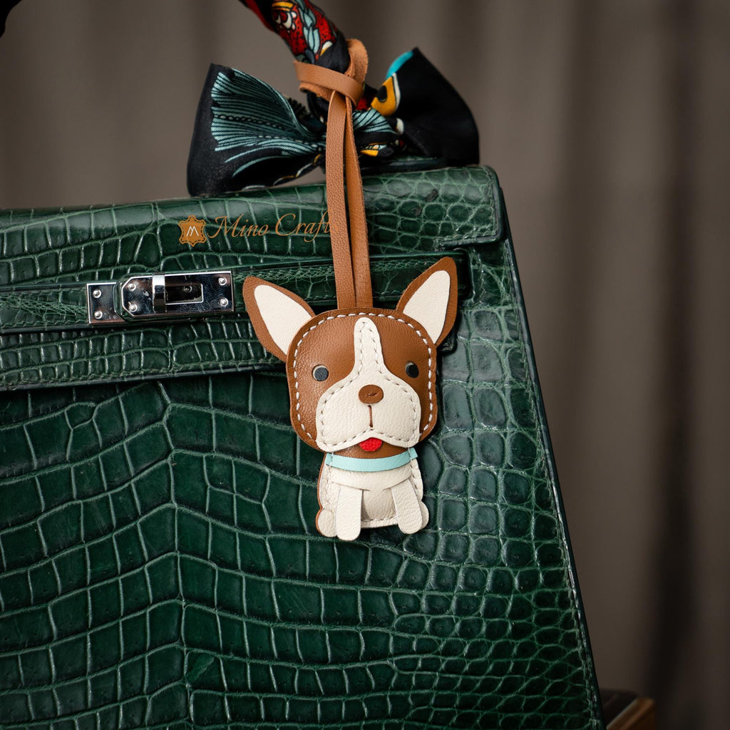 Handmade Leather Boston Terrier Bag Charm – Boston Terrier Keychain – Leather Dog Charm – Gift For Dog Lover, Mom, Girlfriend – Mino Crafts