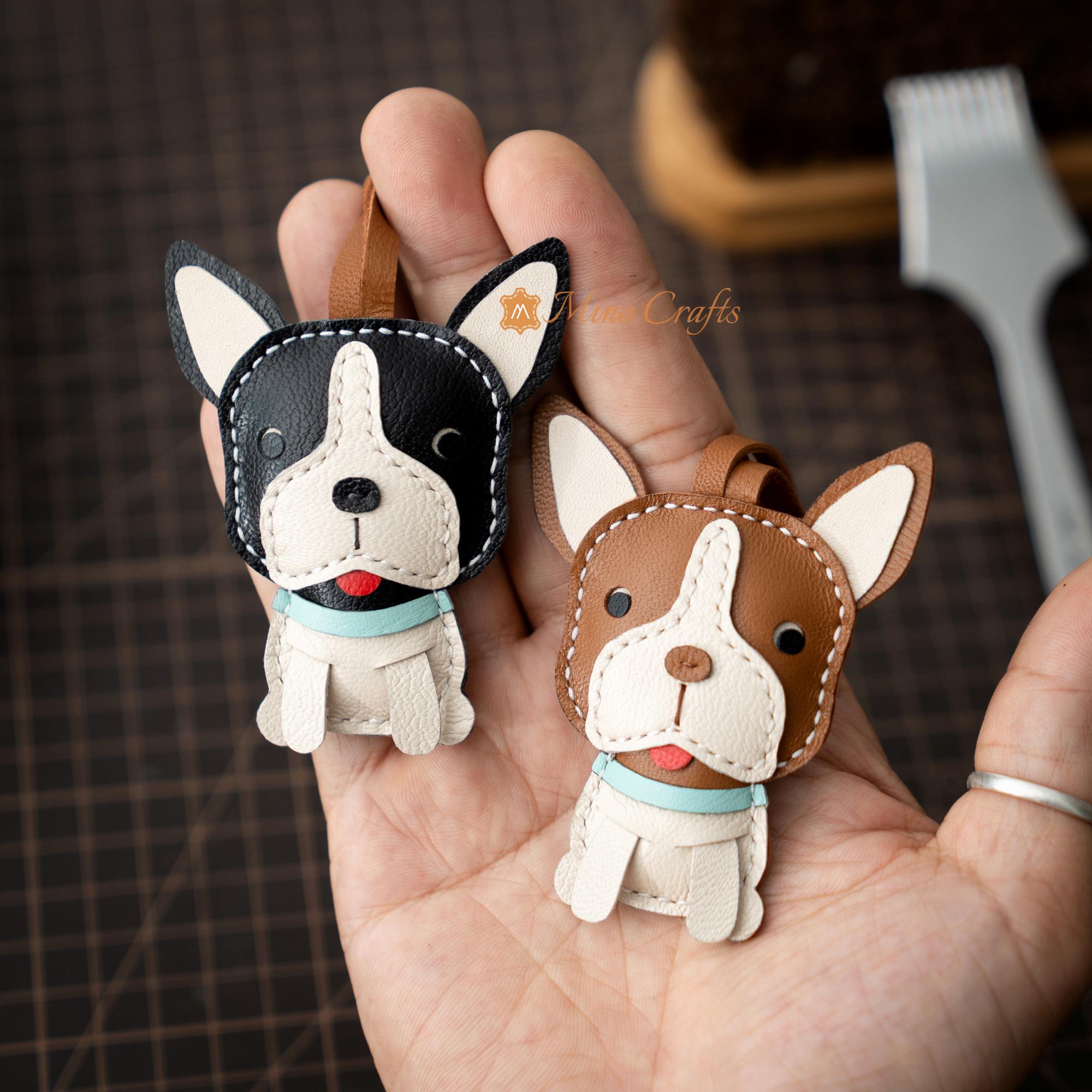 Handmade Leather Boston Terrier Bag Charm – Boston Terrier Keychain – Leather Dog Charm – Gift For Dog Lover, Mom, Girlfriend – Mino Crafts