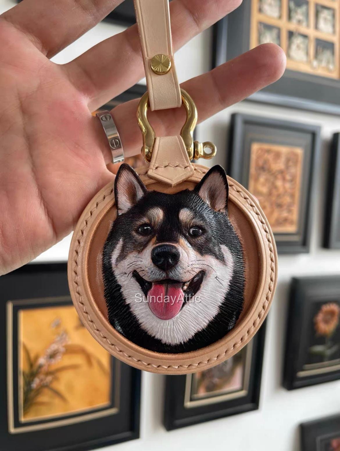 Custom Leather Pet Portrait Tag Hand Carved Dog Or Cat Face Keychain Charm Personalized 3d Leather Charm Pet Memorial Gift 4 Sizes