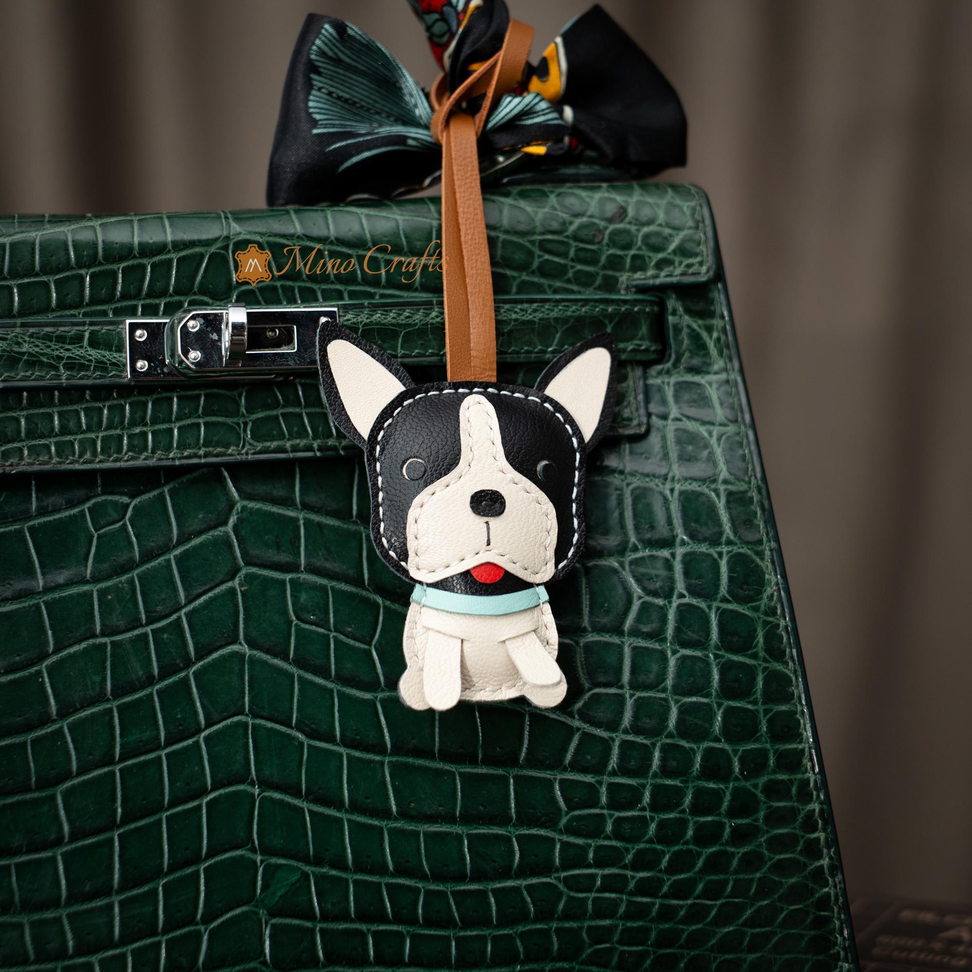 Handmade Leather Boston Terrier Bag Charm – Boston Terrier Keychain – Leather Dog Charm – Gift For Dog Lover, Mom, Girlfriend – Mino Crafts