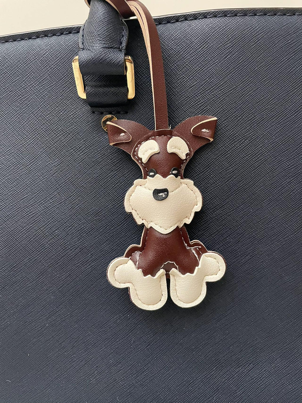 Handmade Leather Schnauzer Dog Charm, Keychain Or Pendant