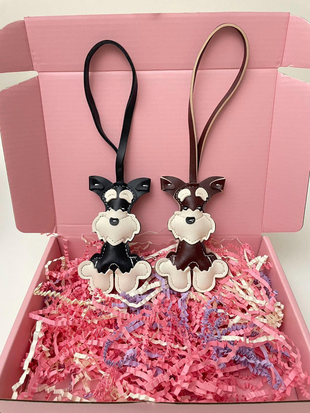 Handmade Leather Schnauzer Dog Charm, Keychain Or Pendant