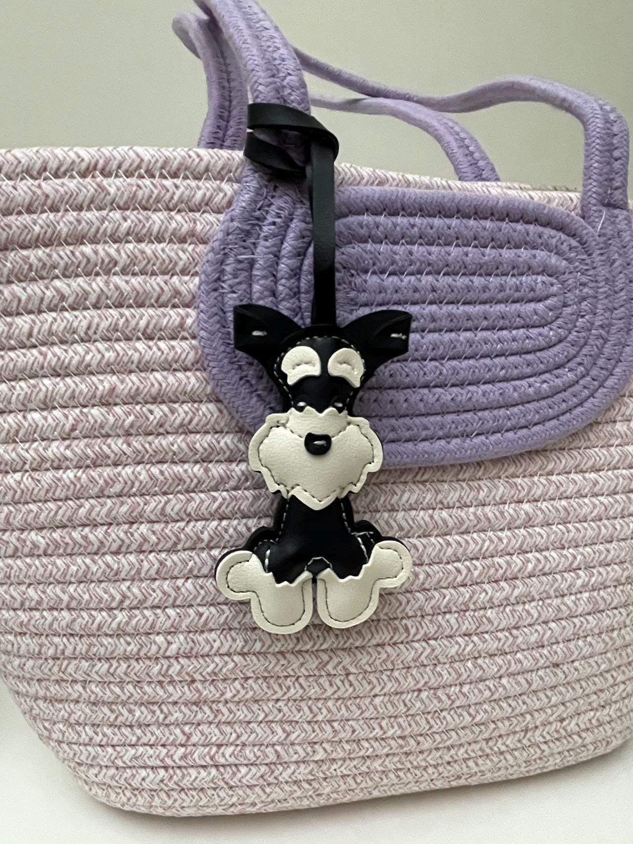 Handmade Leather Schnauzer Dog Charm, Keychain Or Pendant