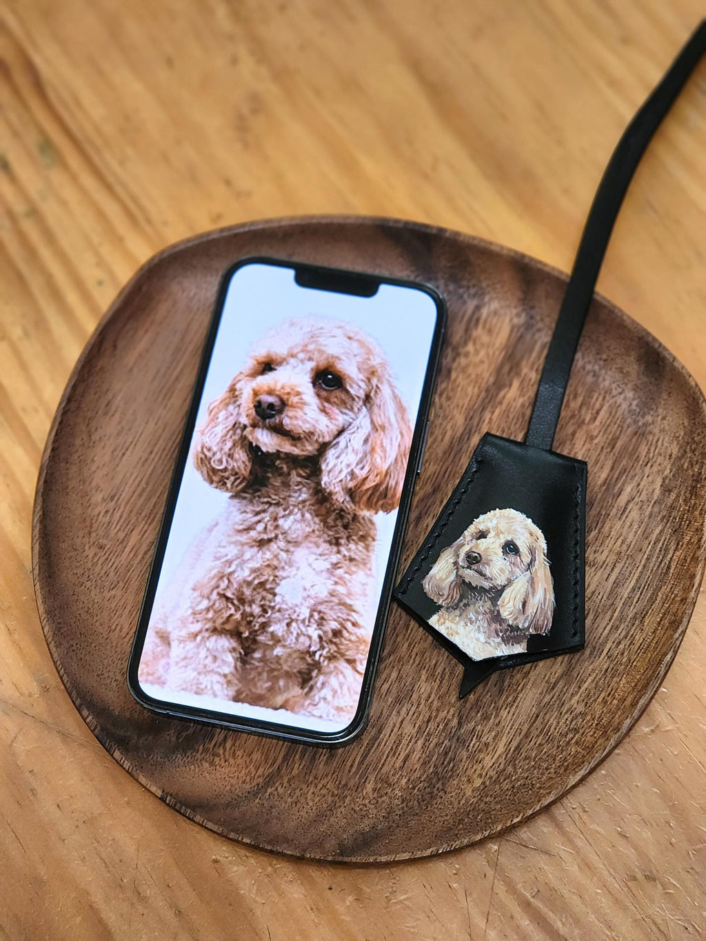 Hand-painted Leather Pet Portrait Bag Charm: Custom Dog/cat Memorial, Mother's Day Gift For Mom