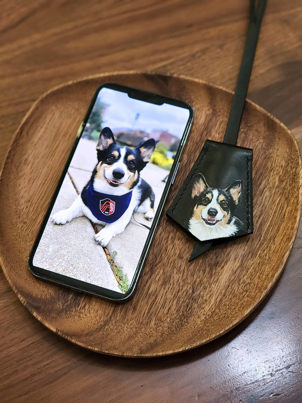 Hand-painted Leather Pet Portrait Bag Charm: Custom Dog/cat Memorial, Mother's Day Gift For Mom