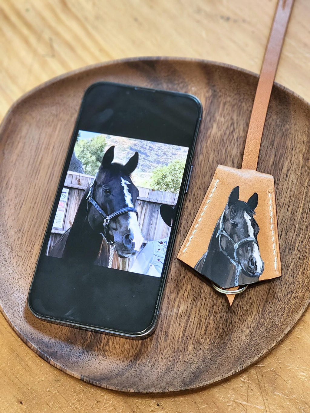 Hand-painted Leather Pet Portrait Bag Charm: Custom Dog/cat Memorial, Mother's Day Gift For Mom