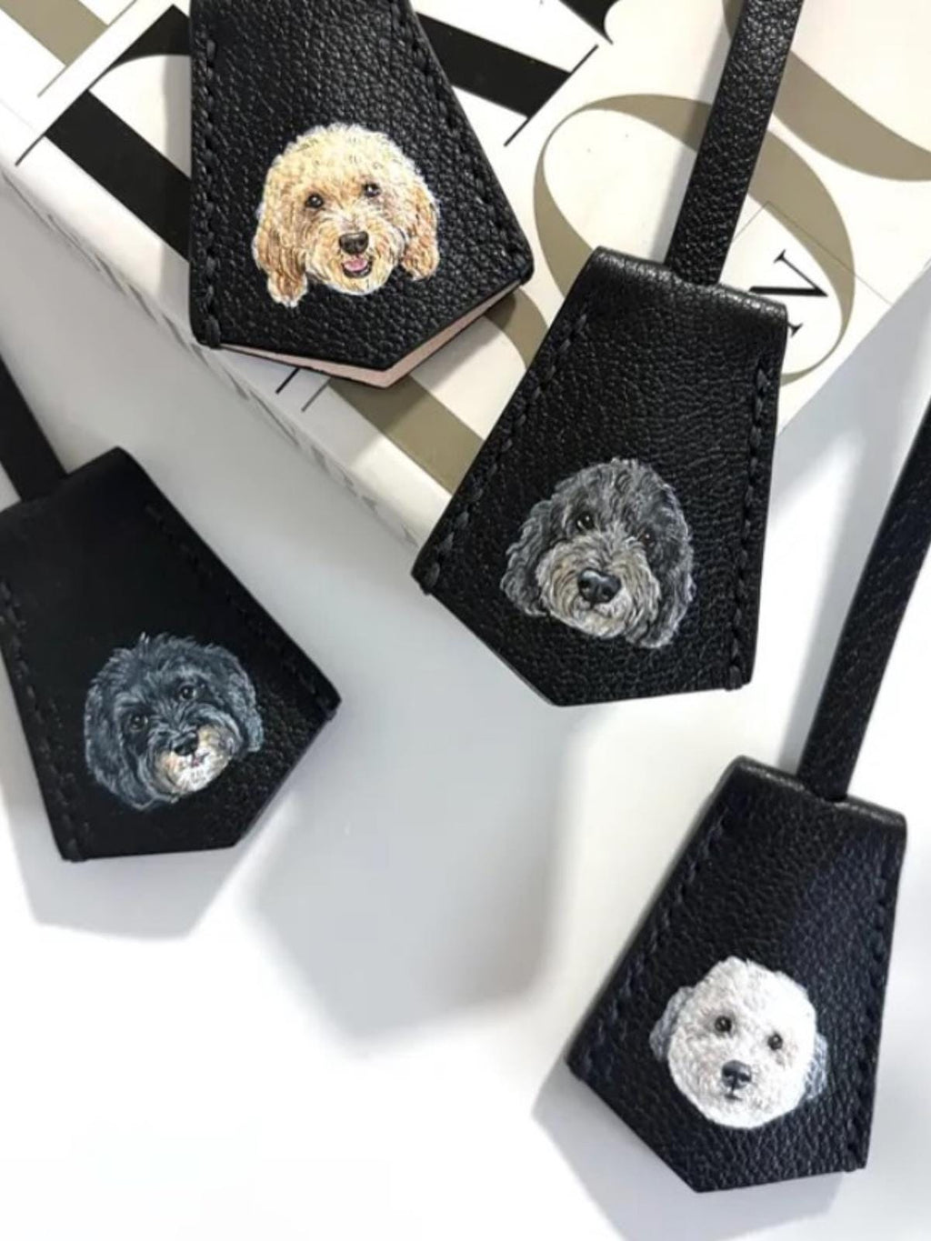 Hand-painted Leather Pet Portrait Bag Charm – Personalized Keychain Gift