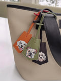 Hand-painted Leather Pet Portrait Bag Charm – Personalized Keychain Gift