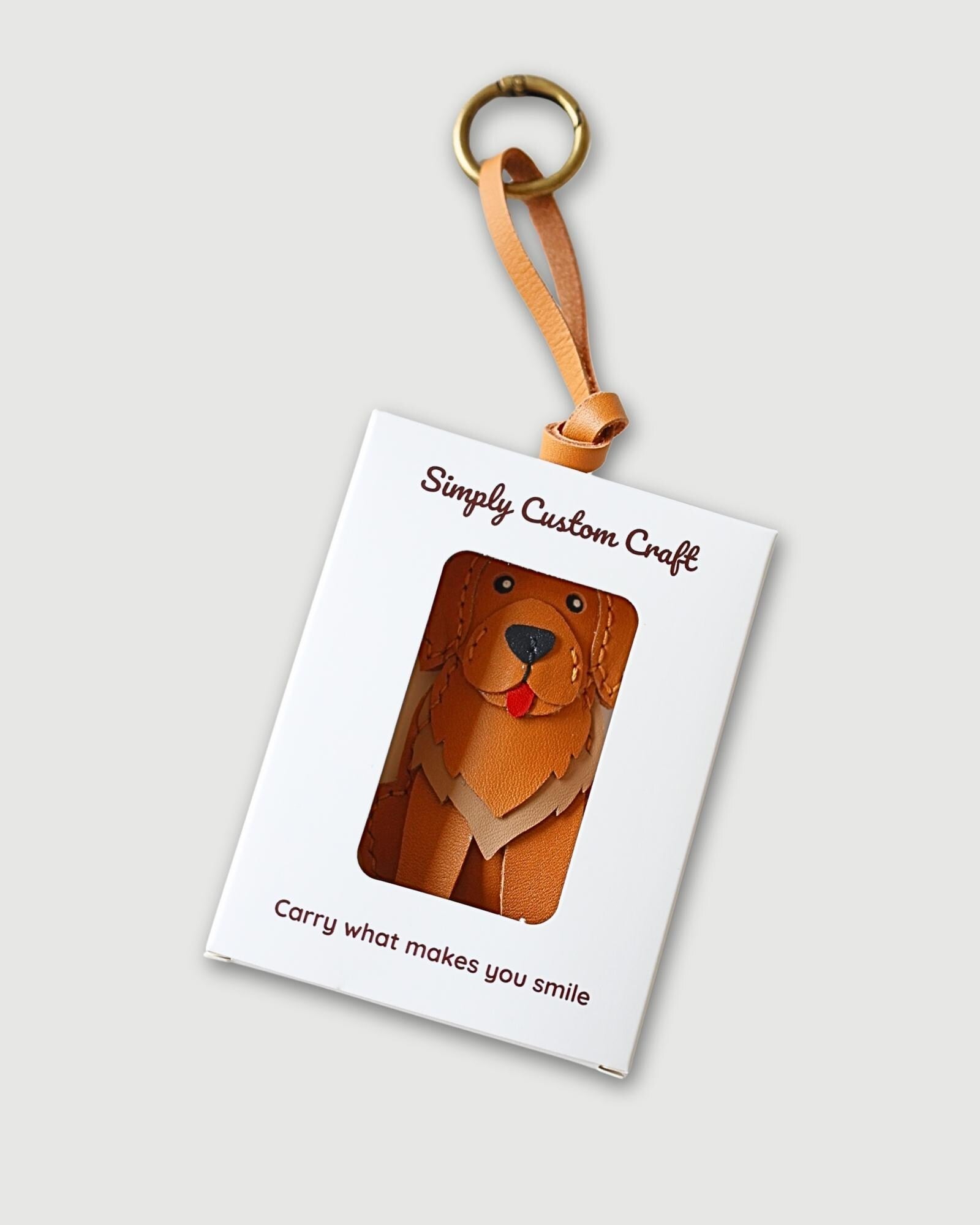 Personalized Golden Retriever Leather Bag Charms And Keychains: Handmade Dog Purse Charm