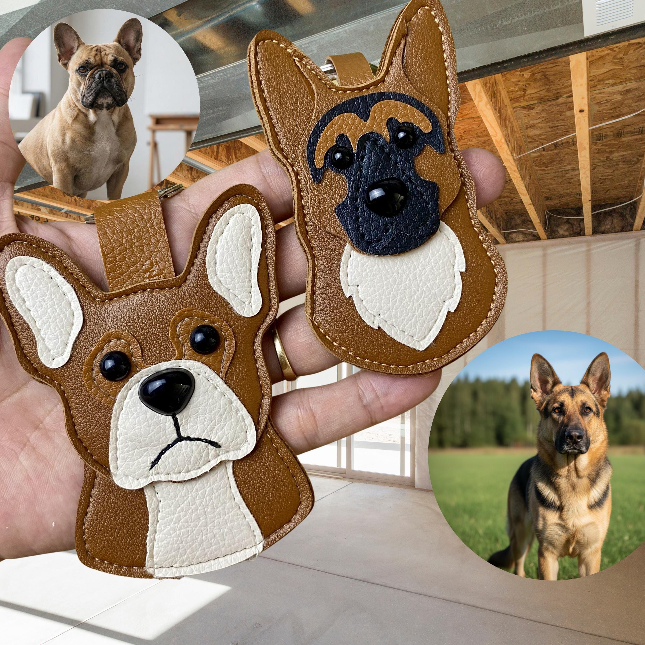 Handmade Leather Pet Bag Charm, Cute Leather Puppy Charm, Aesthetic Dog Bag Accessory, Custom Pet Portrait Keychain, Anniversary Gifts