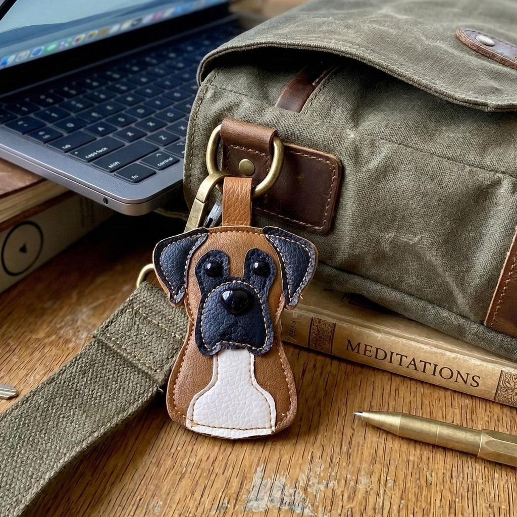 Handmade Leather Pet Bag Charm, Cute Leather Puppy Charm, Aesthetic Dog Bag Accessory, Custom Pet Portrait Keychain, Anniversary Gifts