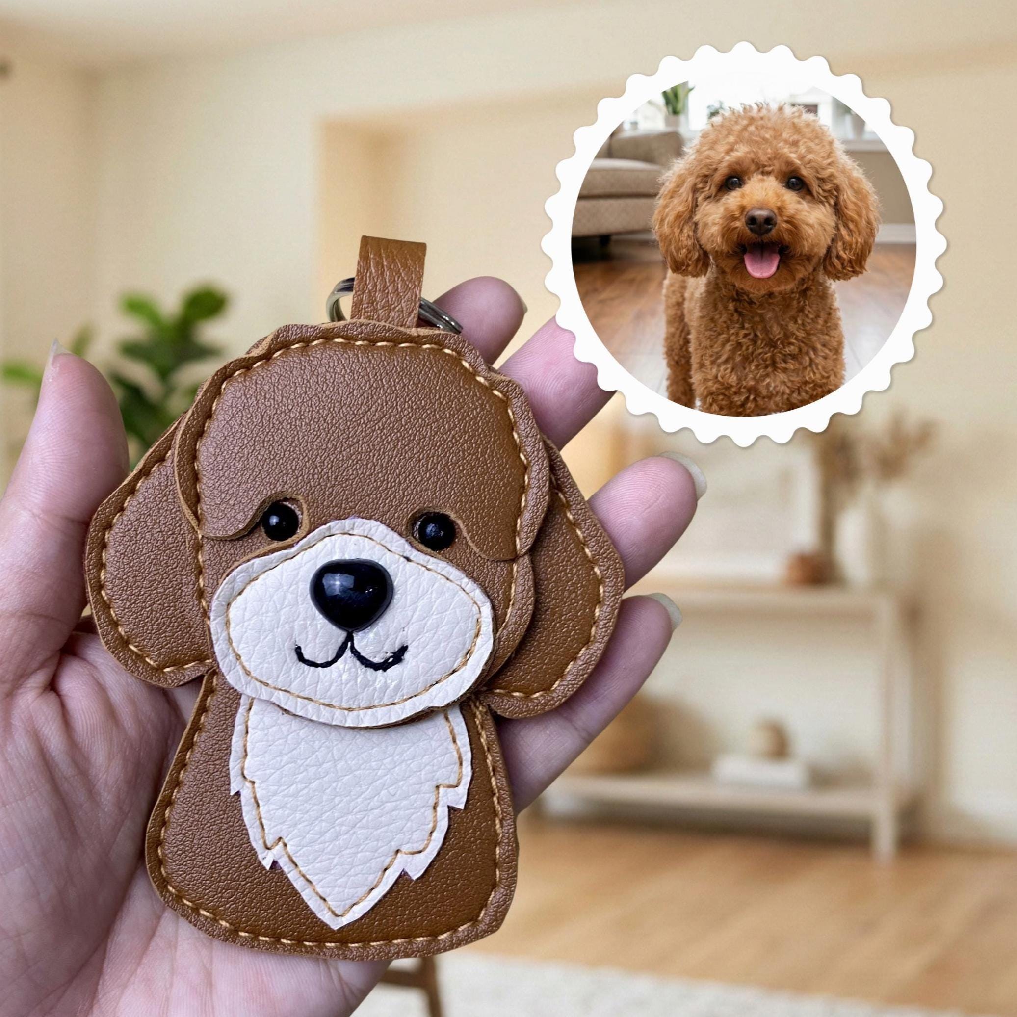 Handmade Leather Pet Bag Charm, Cute Leather Puppy Charm, Aesthetic Dog Bag Accessory, Custom Pet Portrait Keychain, Anniversary Gifts
