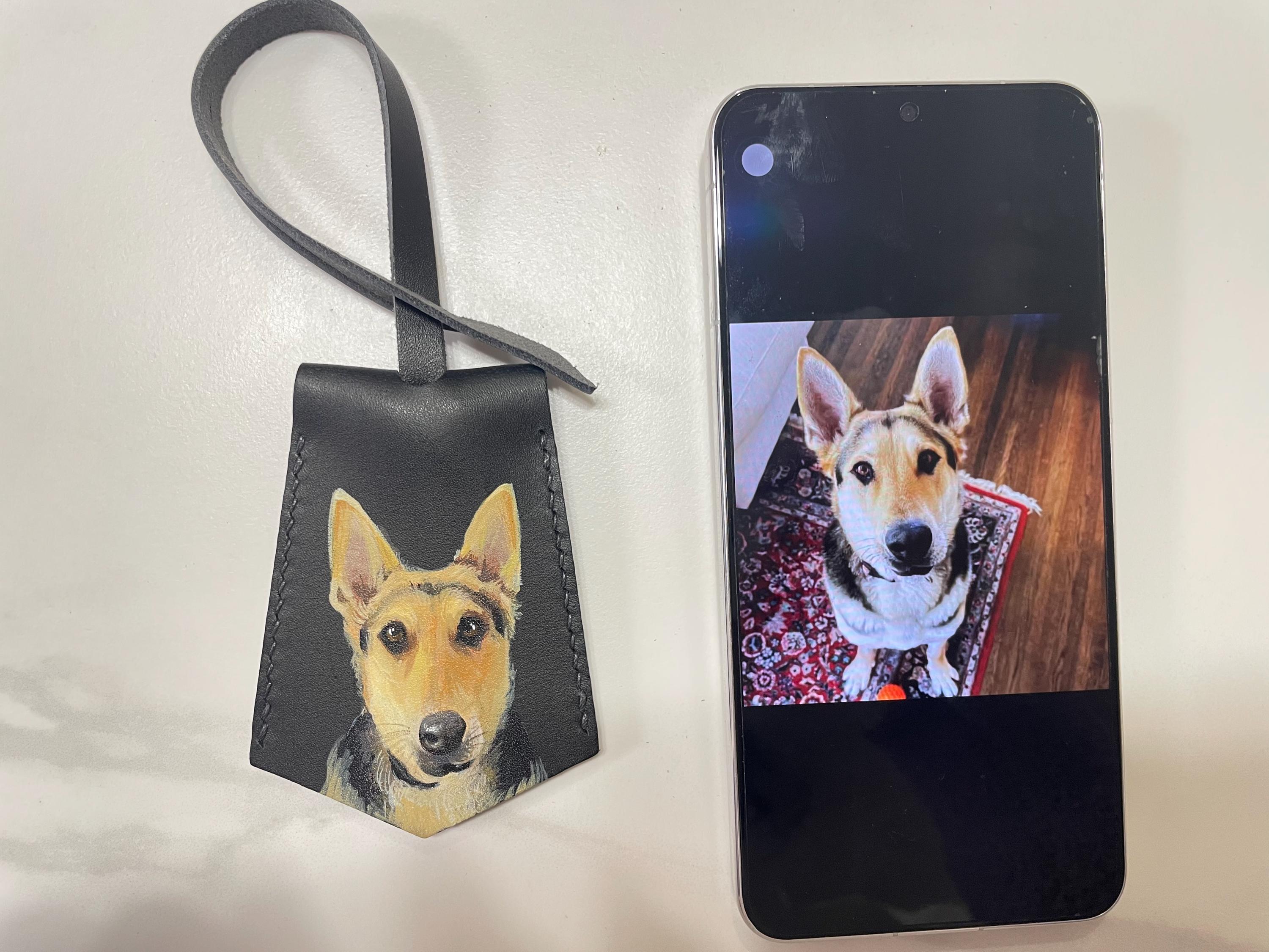 Hand-painted Pet Portrait Leather Bag Tag: Personalized Dog /cat Memorial Charm, Valentine's Day Gift, Easter Gifts,mother's Day Gifts