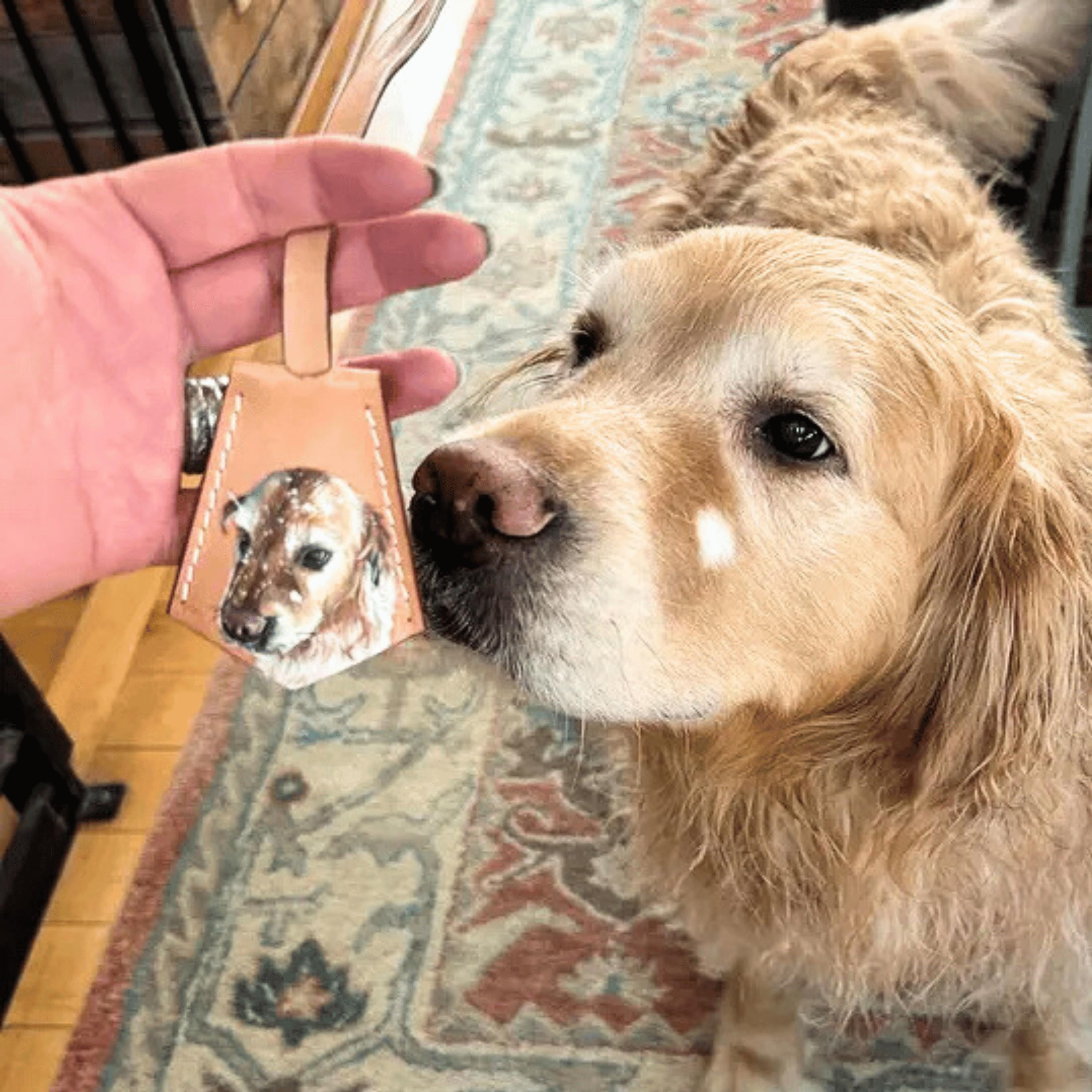 Hand-painted Leather Pet Portrait Bag Charm: Custom Dog/cat Memorial, Mother's Day Gift For Mom