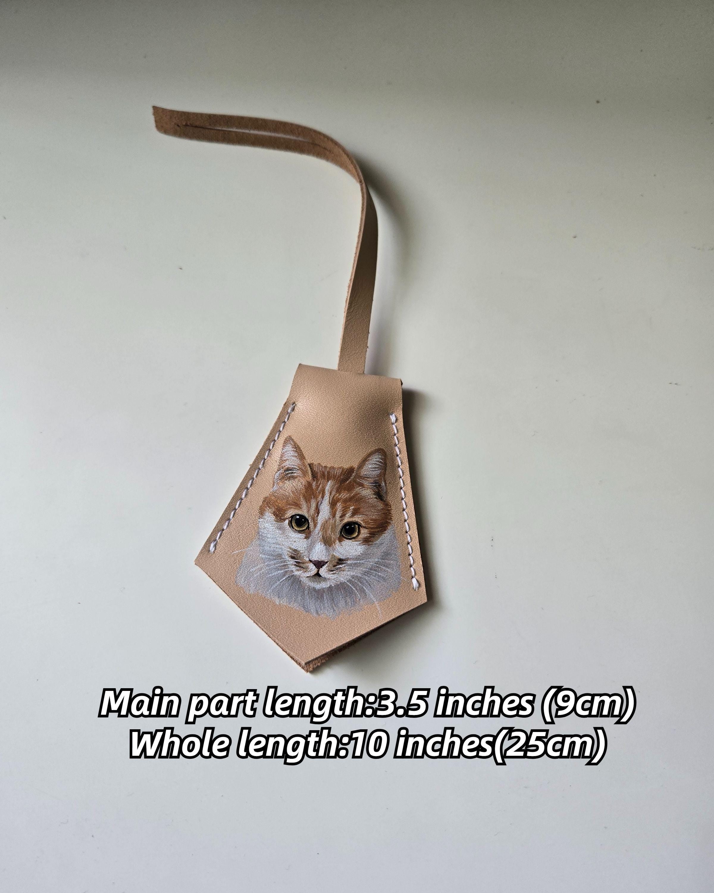 Hand Painted Pet Portrait Bag Charm, Custom Dog/cat Art Leather Accessories