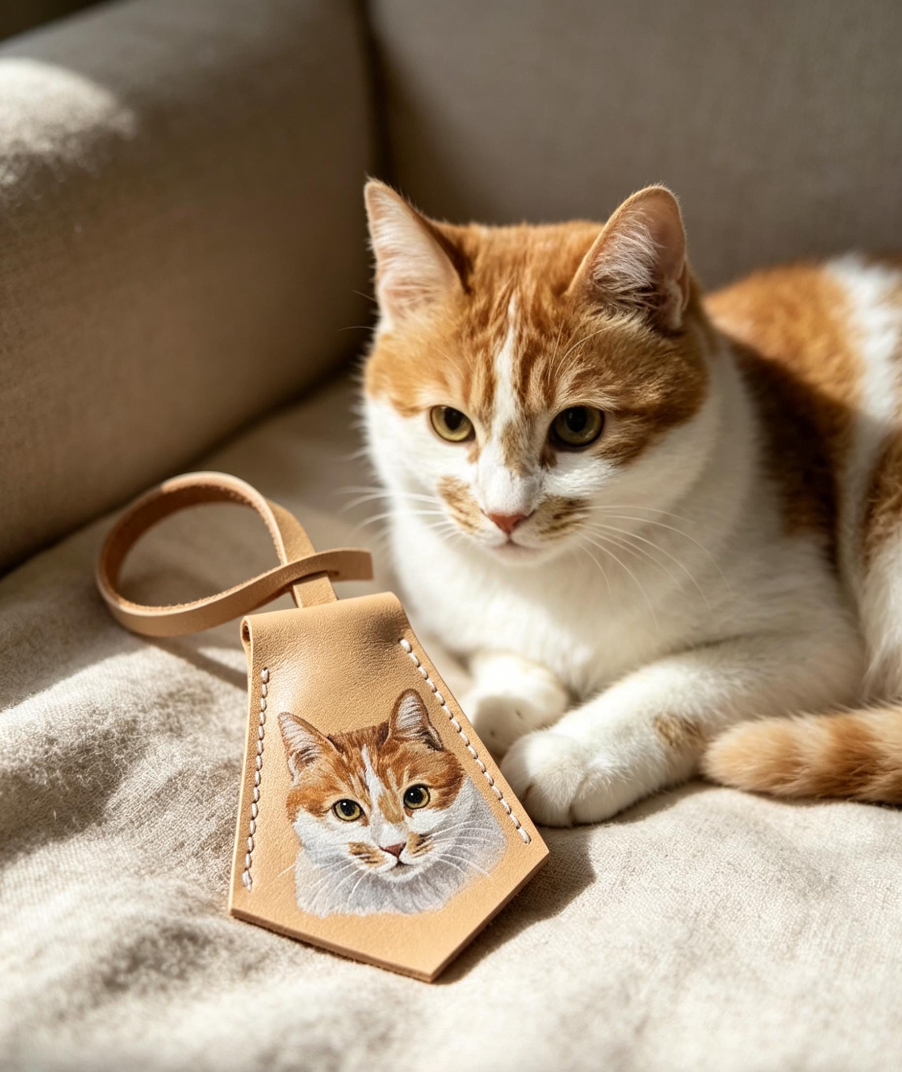 Hand Painted Pet Portrait Bag Charm, Custom Dog/cat Art Leather Accessories