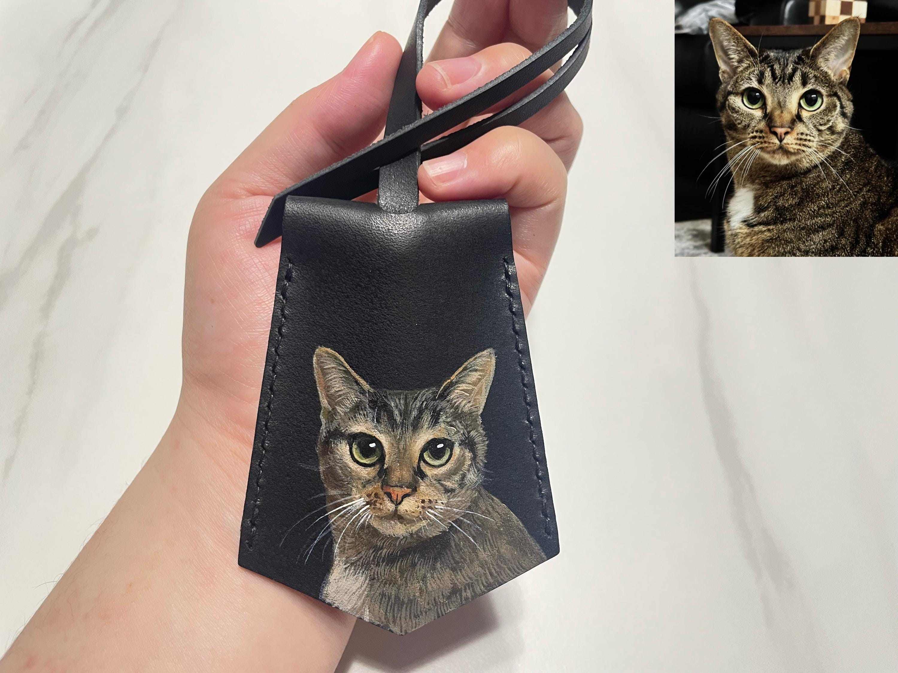 Hand-painted Pet Portrait Leather Bag Tag: Personalized Dog /cat Memorial Charm, Valentine's Day Gift, Easter Gifts,mother's Day Gifts